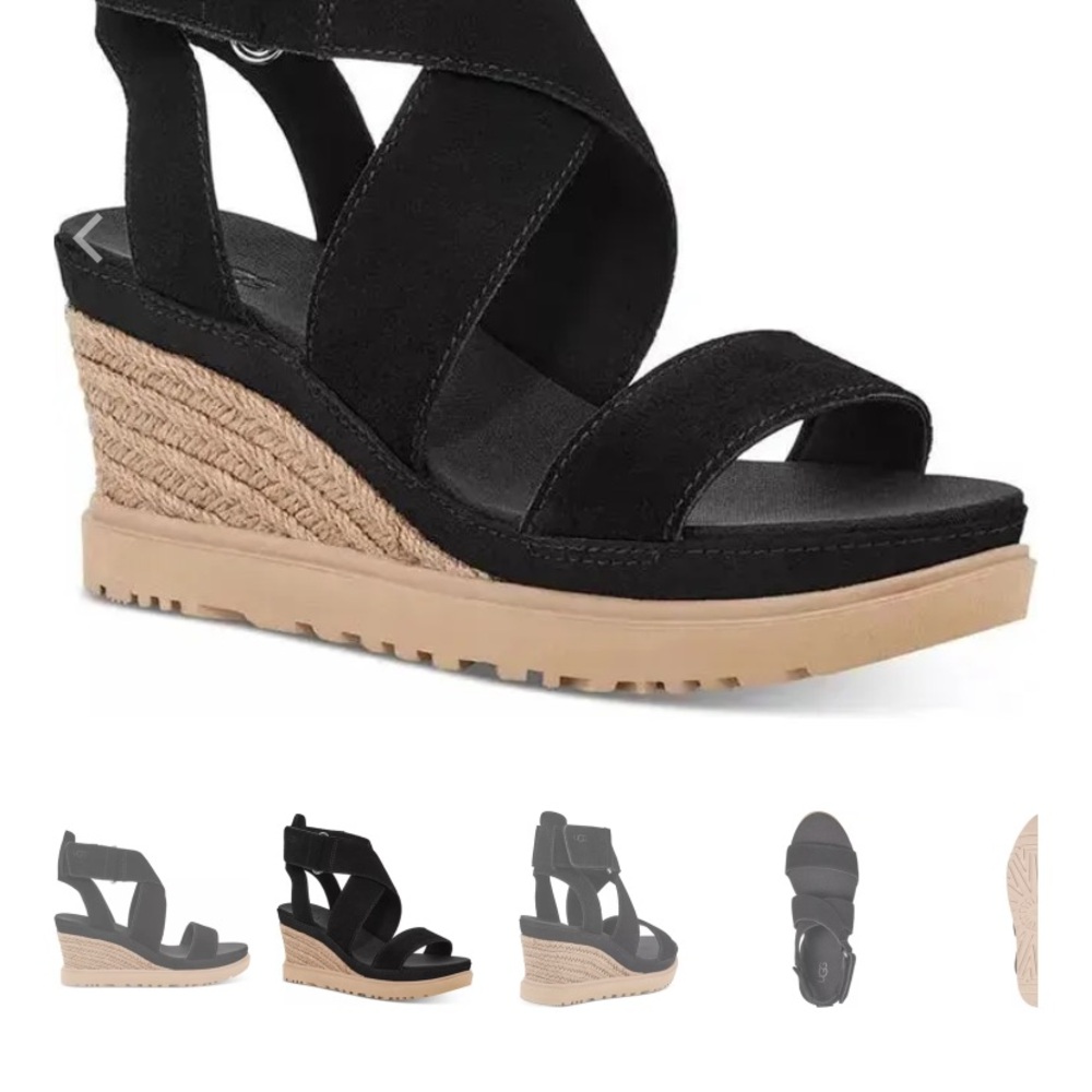 UGG Black and Tan Wedge Sandals